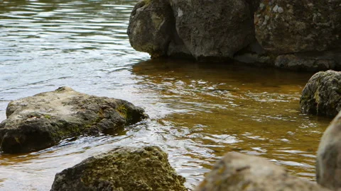 River waterfall. Water stream and rock stones. Stock Footage 155276212