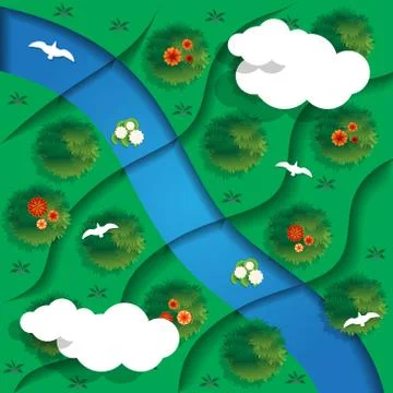 River with waterfalls. Stock Illustration