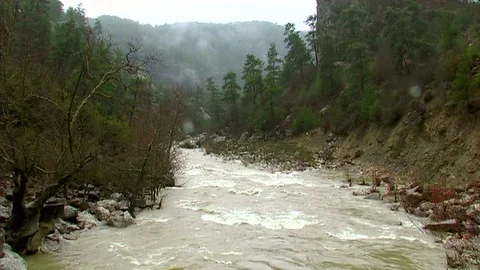 River waters flowing from mountains Stockbeeldmateriaal 104374511