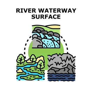 River waterway surface concept exploring natural water flows Stock Illustration