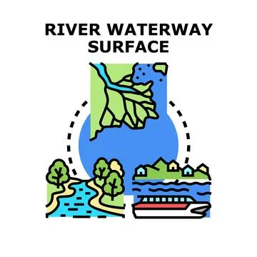 River waterway surface concept vector illustration Иллюстрация