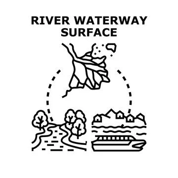 River waterway surface concept vector illustration Иллюстрация