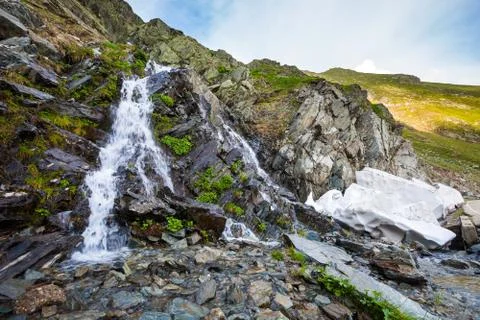 River watterfall flowing over rough rocks Stock Photos
