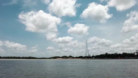 River Waves and Cloudy Sky Video stock 156559215