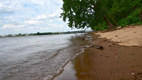 River waves on sandy beach 2 Stock Footage 246943159