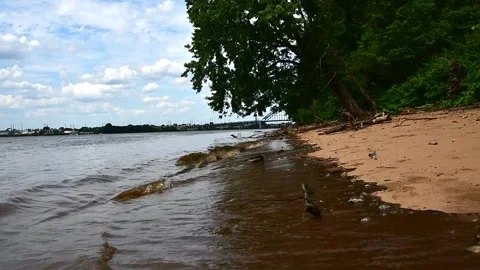 River waves on sandy beach Stock Footage 246943158