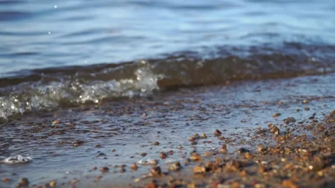 River waves splash on the river bank Stock Footage 140382754