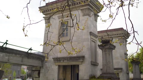 River weir gate to control water level in classic art deco stone structure Stock Footage 280770962