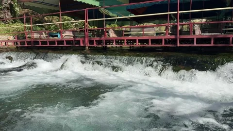River Weir with High Water Flow Stock Footage 289853379