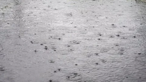 The river is wet with a rain drops falling on its surface Stock-Footage 304494092