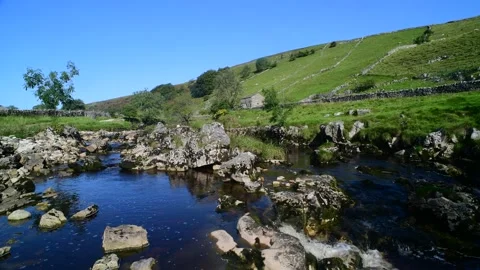 River wharfe flowing through langstrothdale yorkshire dales uk Stock Footage 154456533