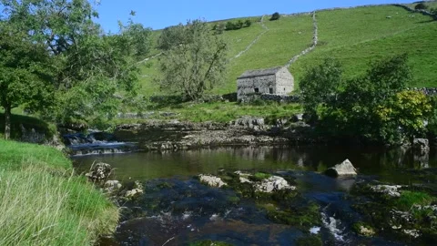 River wharfe flowing through langstrothdale yorkshire dales uk Stock Footage 154456725