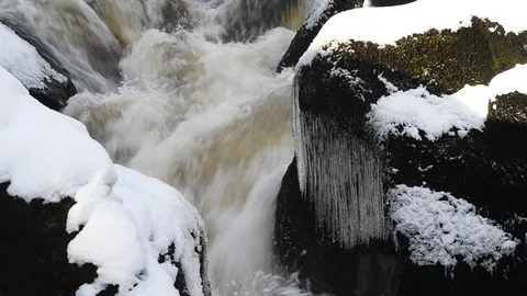 River wharfe flowing through the strid wharfedale united kingdom Stock Footage 88987715