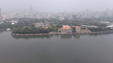 River, which reflects buildings from the other side. Video stock 117890488