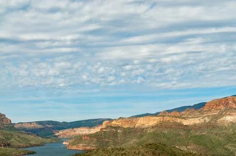 River Winding Through the Apache Trail Stock Photos