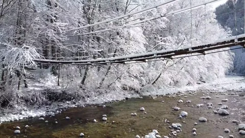 River Winter Bridge Stock Footage 149185694