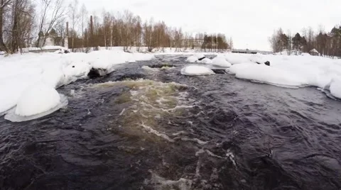 River In Winter - Flying over Video stock 53274180