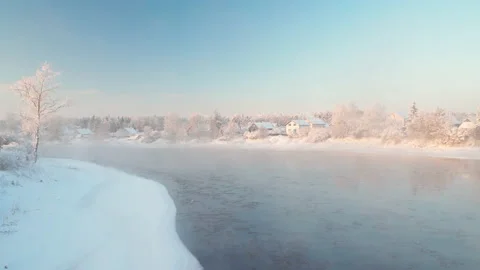 River in winter Видео 146328095