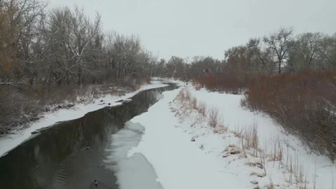 River In Winter Stock Footage 249713635