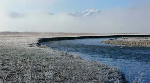 River in Winter Frost on ground Video stock 22069985