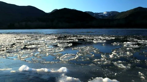 River-winter-ice-flow-2 Video stock 362121