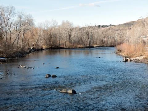 River in the winter in Idaho Stock Photos