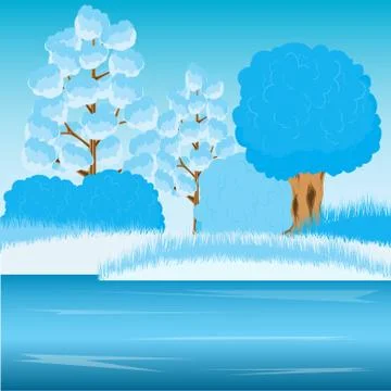 River in winter Stock Illustration