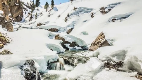 River Winter Landscape Panorama Timelapse 4k Stock Footage 75231742