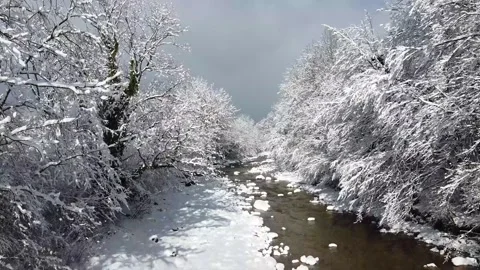 River winter quadrocopter Stock Footage 149185601