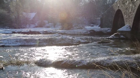 River in Winter Snow - HD 1080 Stock Footage 60744975