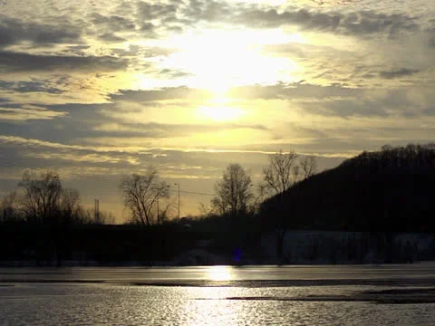 River Winter Sunset Vidéo 25233514