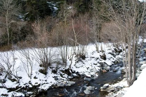 River in winter time Stock Photos