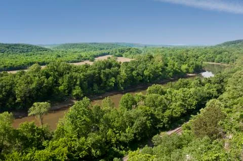 River in the woods below Stock-Fotos