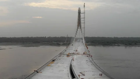 River Yamuna Bridge Stock Footage 113077329