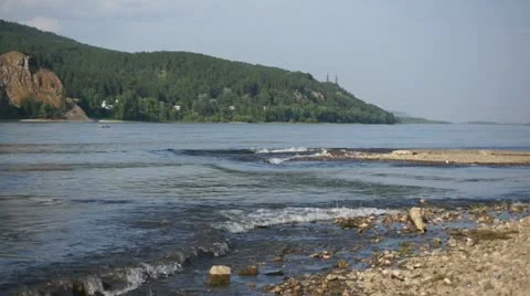 River Yenisei Waves Stock Footage 11428350