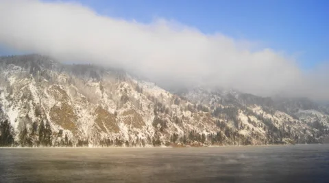 River Yenisei Winter Timelapse Stock Footage 46011455