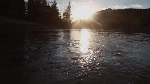 River in Yosemite at Sunset Video stock 52933529