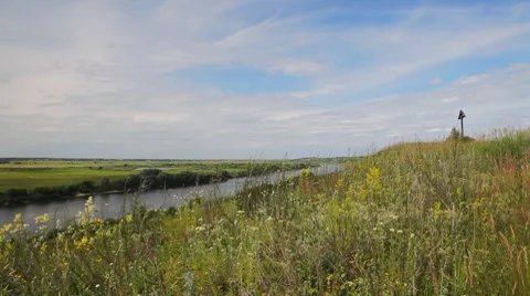 Riverbank landscape Video stock 7138530