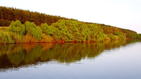 Riverbank at the sunset Video stock 24233803