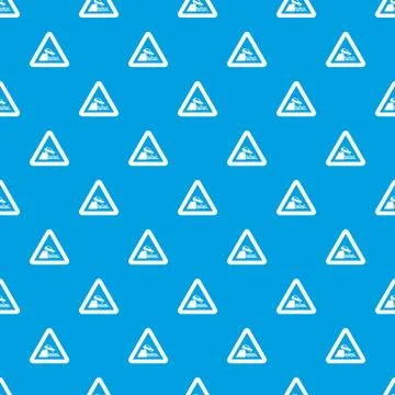 Riverbank traffic sign pattern seamless blue Stock Illustration