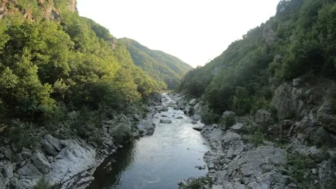 The riverbed of the Arda River at the Devil's Bridge Stock Footage 209157300