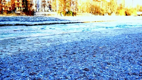 Riverbed with Incredible Vibrant Colored River / Venomous Green / Ocean Blue Stock Footage 301008614