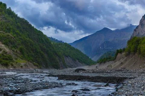 The riverbed of the river Demiraparan Stock Photos