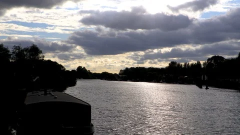 Riverboat on calm water Stock Footage 118164875