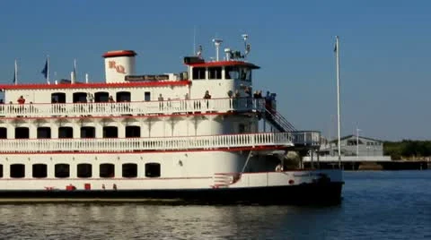 Riverboat in Savannah River Stock Footage 8909860