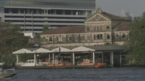 Riverboat Traffic on Chao Phraya River Stock Footage 48204971