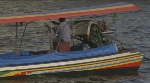 Riverboat Traffic on Chao Phraya River Stock Footage 48205444