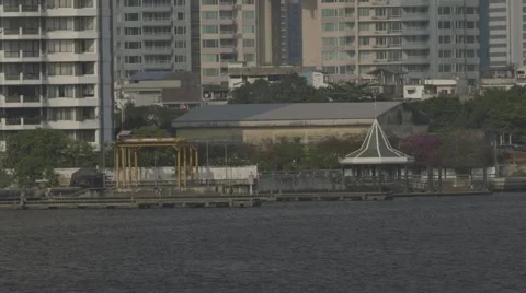 Riverboat Traffic on Chao Phraya River Stock Footage 48206113