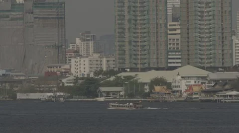 Riverboat Traffic on Chao Phraya River Stock Footage 48206386
