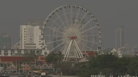 Riverboat Traffic on Chao Phraya River near Asiatique The Riverfront Stock Footage 48207085